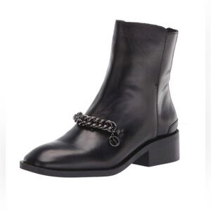 Franco Sarto L-Caleb Booties in Black Leather with Chain 8.5